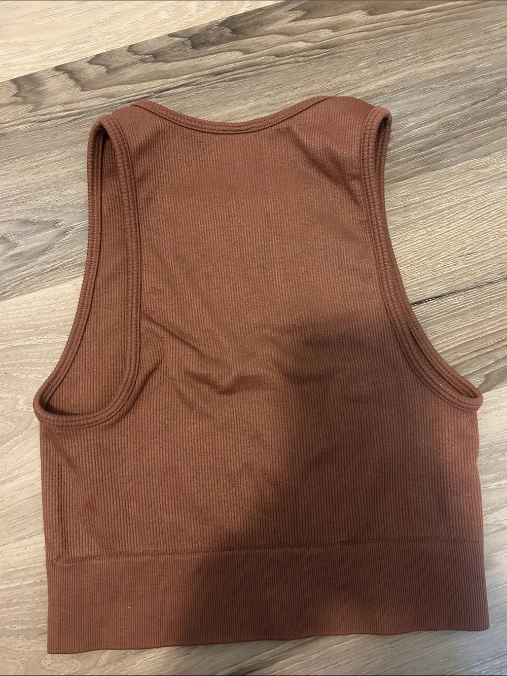 Babaton Ribbed Racerback Crop Tank - Chestnut Brown - Picture 3 of 3